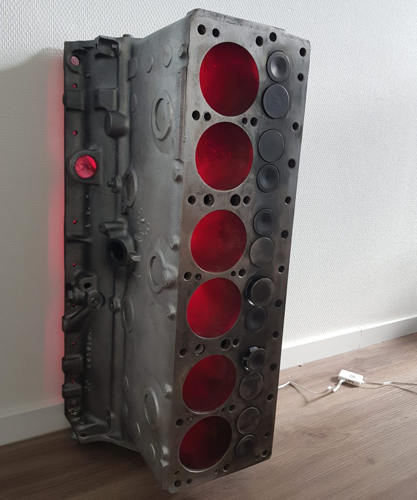 Engine block wine rack